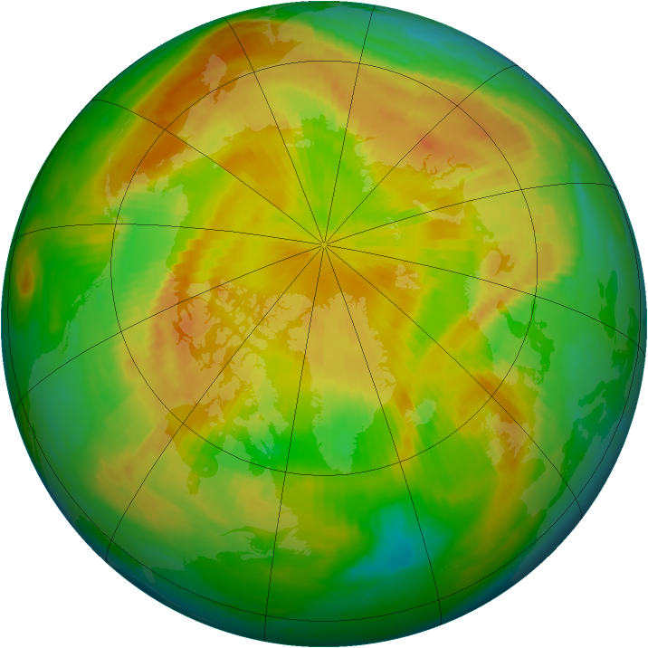 Arctic ozone map for 12 May 1997